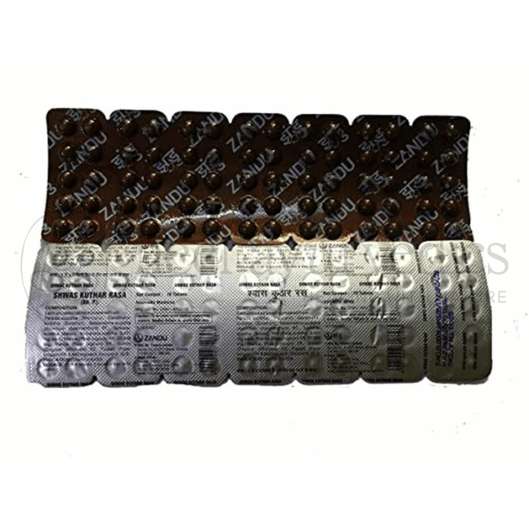 Zandu Shwas Kuthar Rasa – 70 Tab | Pour l’asthme et la toux
