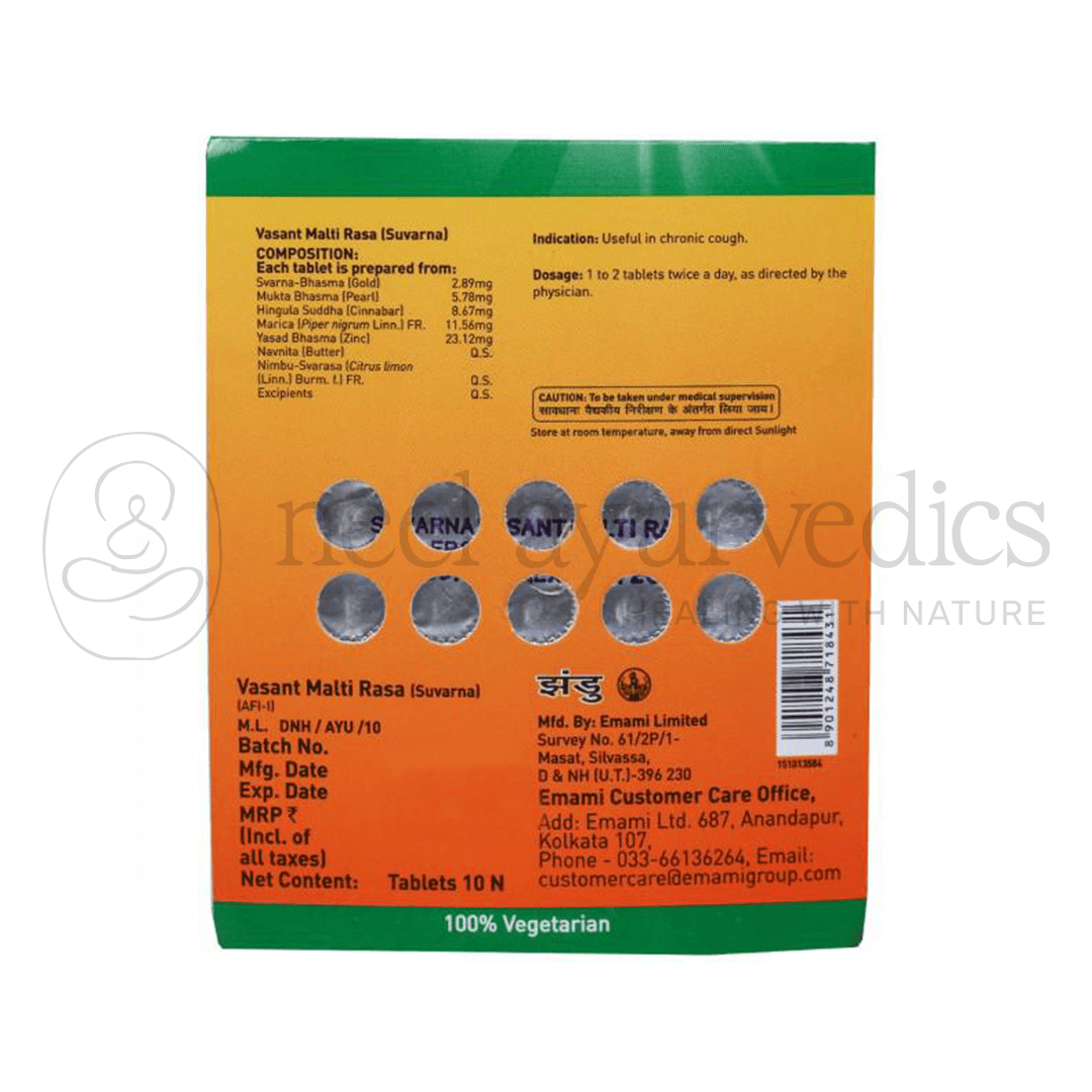 Zandu Suvarna Vasant Malti Rasa Gold – 10 Tab1