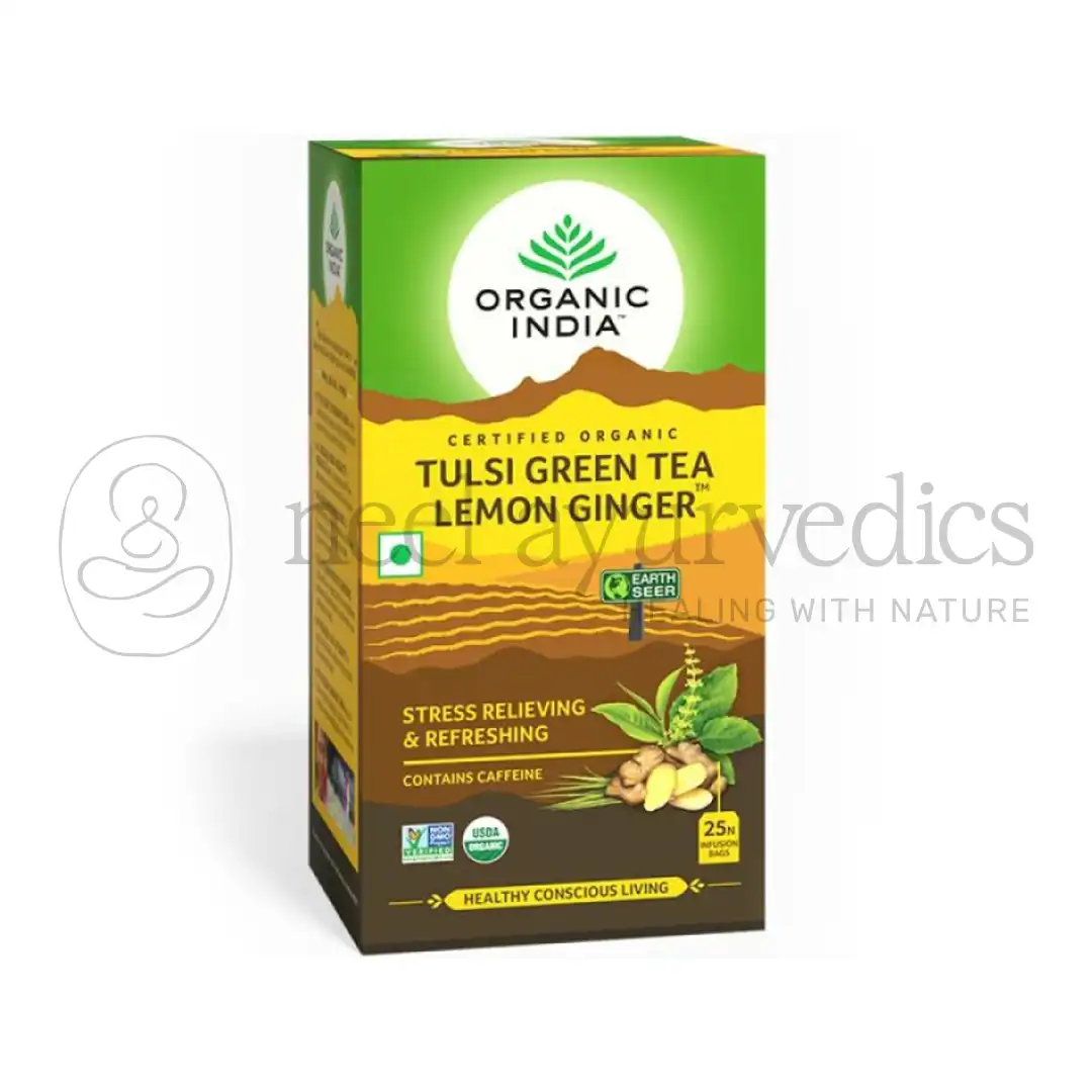 Organic India Thé vert Tulsi citron et gingembre – 25 sachets